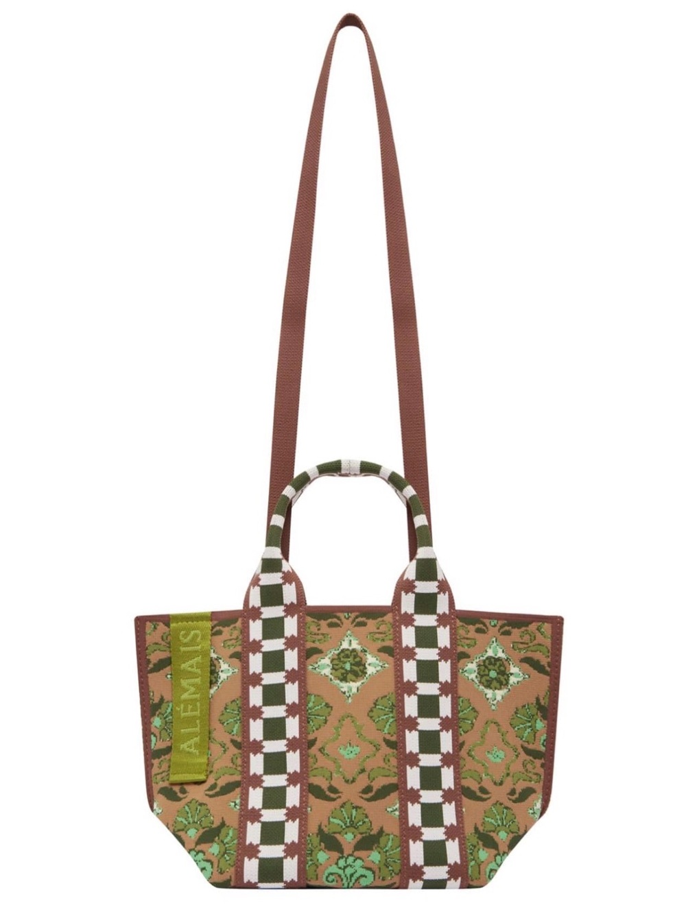 NWT Anthropologie Alemais Cece Jacquard Green & Brown Floral Mini Tote Bag - Picture 2 of 16